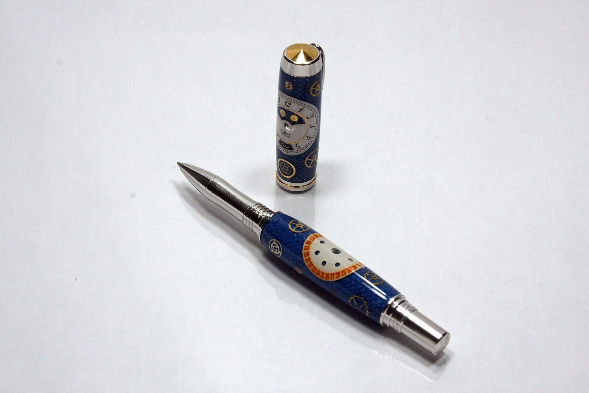 Rollerball Pen - Watch Components - Rhodium with gold 