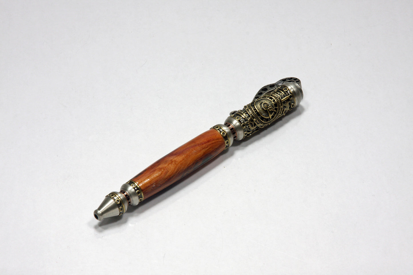 Elegant Dr. Who Steampunk Ballpoint Pen with Yew Wood Barrel