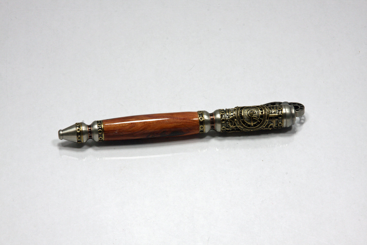 Elegant Dr. Who Steampunk Ballpoint Pen with Yew Wood Barrel