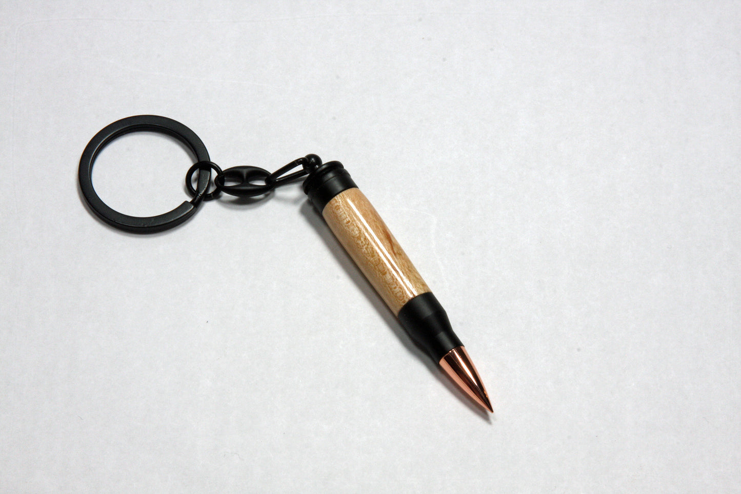 Handcrafted Mini Cartridge Keychain | Matte Black & Cherry Wood | Shooting Enthusiast Gift