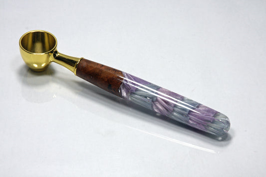 1oz Coffee Scoop - Gold-Plated with Floral Resin Handle