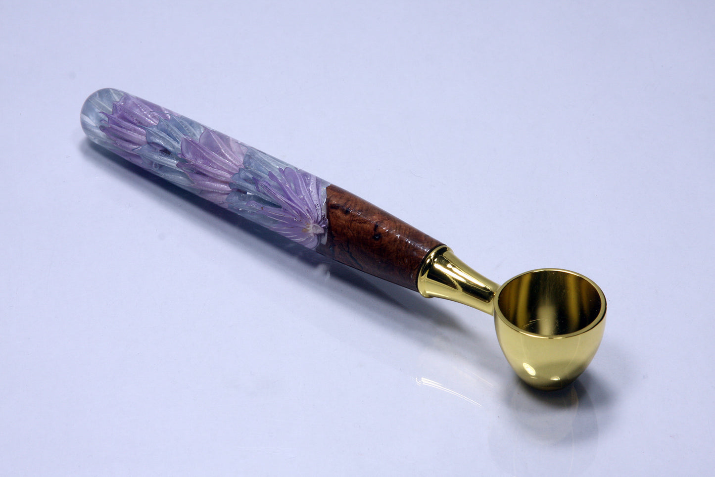 1oz Coffee Scoop - Gold-Plated with Floral Resin Handle