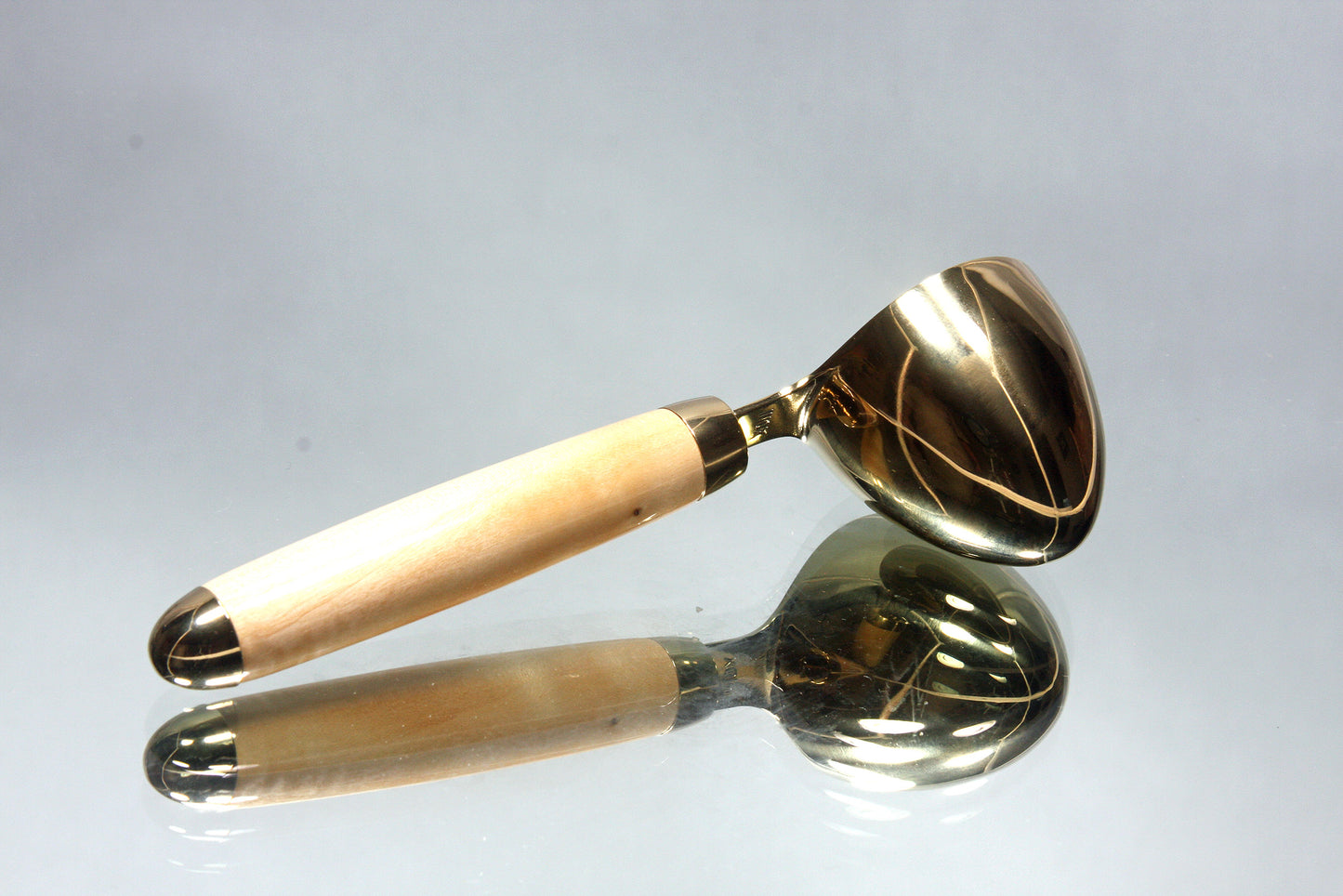 Handcrafted Gold TN-Plated Coffee Scoop - 2oz Capacity - Cottonwood Handle
