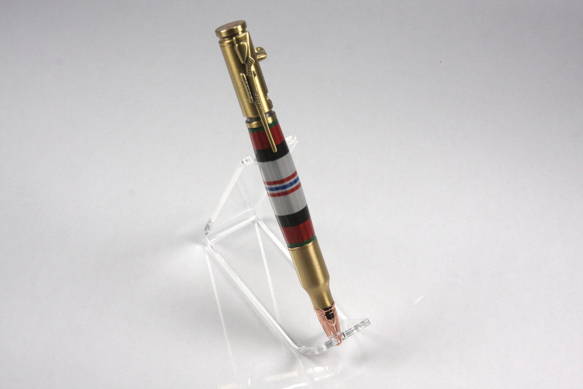 Bolt Action Pen. Hand crafted Acrylic Pen with Antique Brass