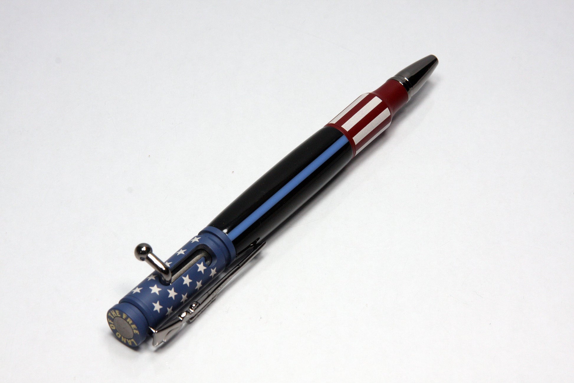 Thin Blue Line Bolt Action Pen Kit - Ceramic Red White Blue 