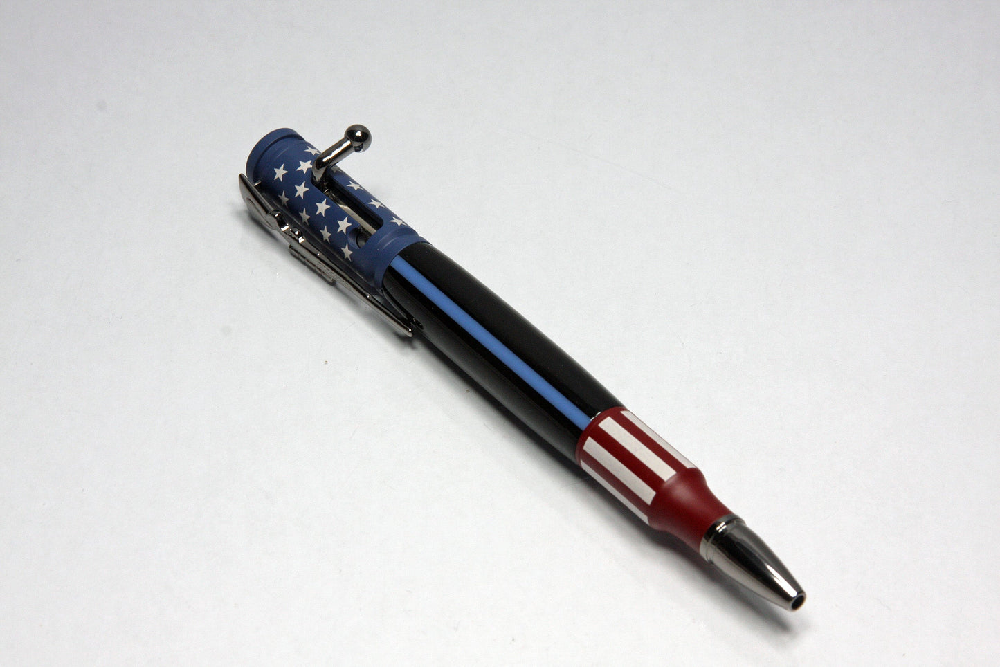 Thin Blue Line Bolt Action Pen Kit - Ceramic Red White Blue 